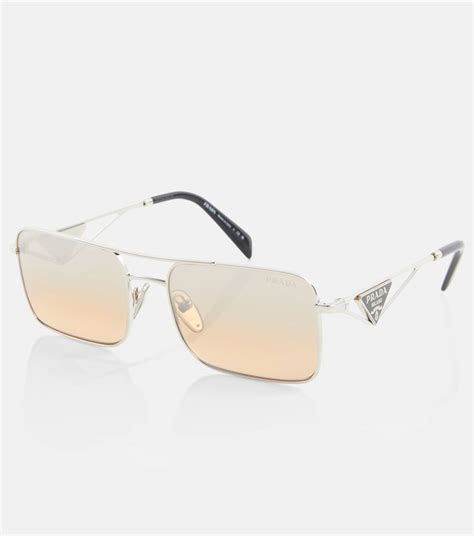 eckige sonnenbrille damen prada|Eckige Sonnenbrille in Silber .